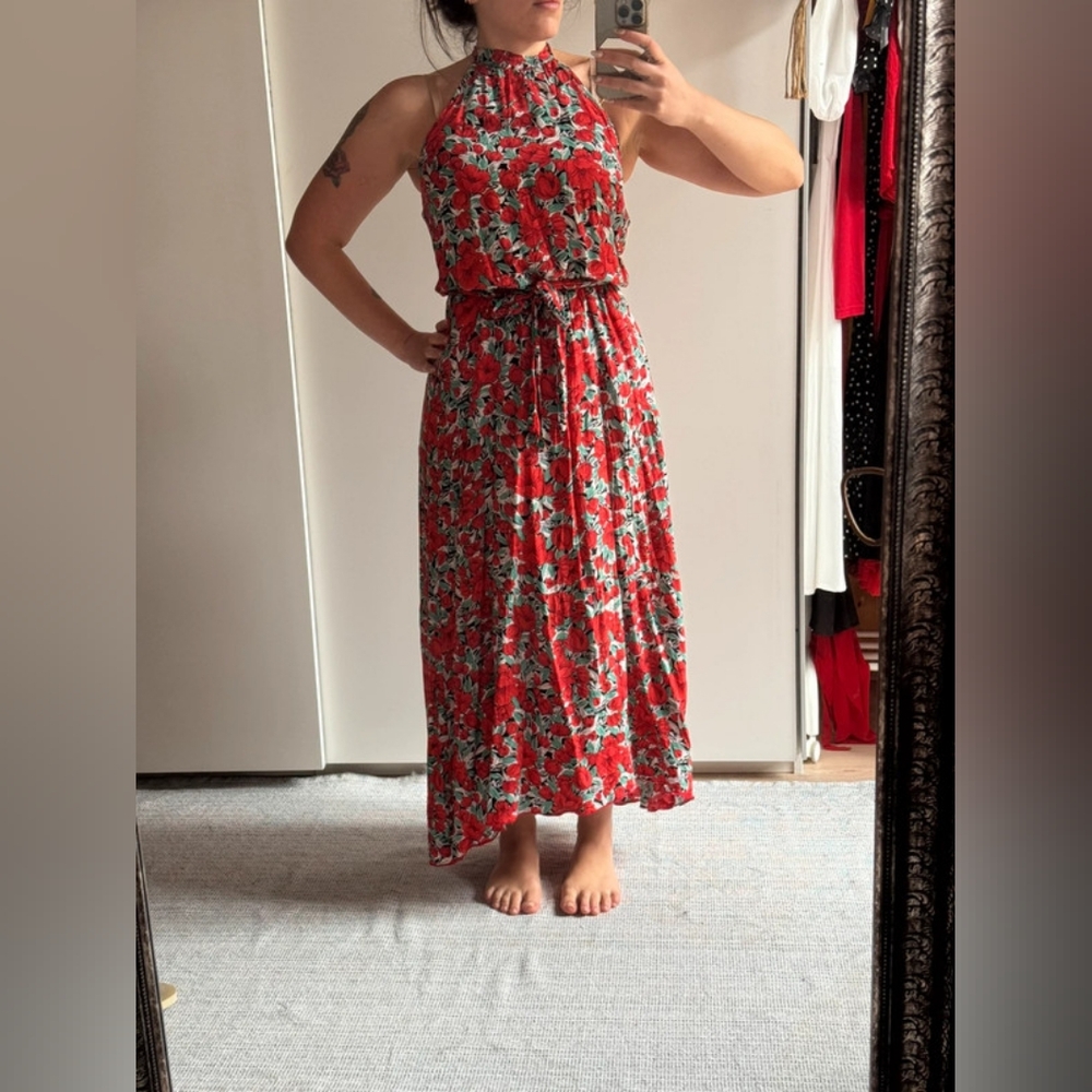 Floral Halter Neck Maxi Dress
